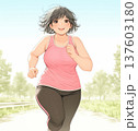 少女漫画イラストダイエットをする女性 137603180