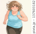 少女漫画イラストダイエットをする女性 137603182