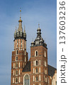 Two Gothic towers of St. Mary's Basilica in Krakow 137603236