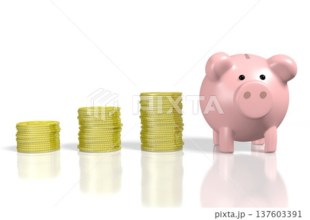 Piggy-bank and money - 3D illustration 137603391