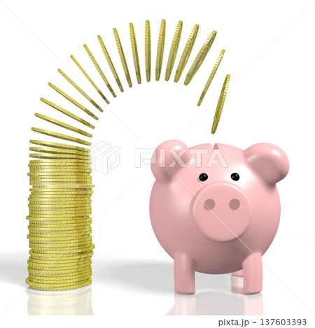 Piggy-bank and money - 3D illustration Piggy-bank and money - 3D illustration 137603393