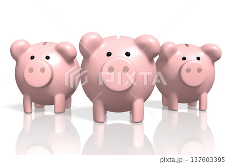 Three piggy-banks - 3D illustration Three piggy-banks - 3D illustration 137603395
