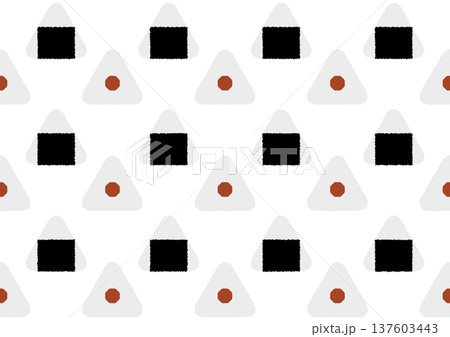 梅おにぎりのパターン背景|かわいい日本のご飯イラスト 梅おにぎりのパターン背景|かわいい日本のご飯イラスト 137603443