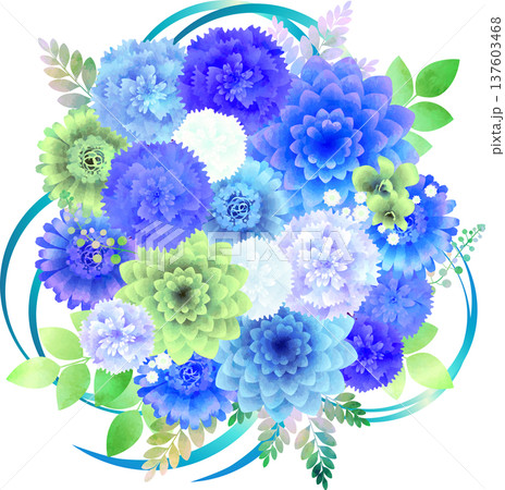 ブルー系の花束・リボンブルー ブルー系の花束・リボンブルー 137603468