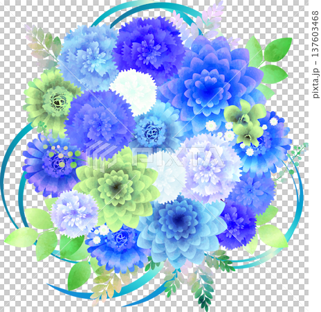 ブルー系の花束・リボンブルー ブルー系の花束・リボンブルー 137603468