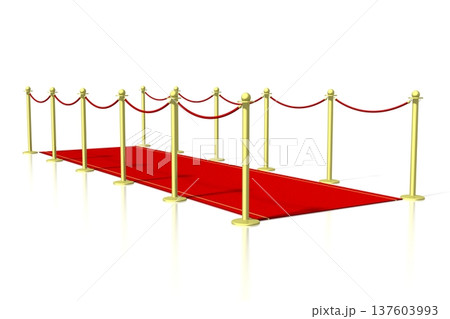 3D red carpet and golden sticks - 3D illustration 3D red carpet and golden sticks - 3D illustration 137603993