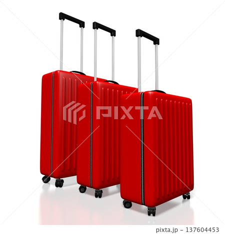 Red suitcases - travel concept - 3D illustration 137604453