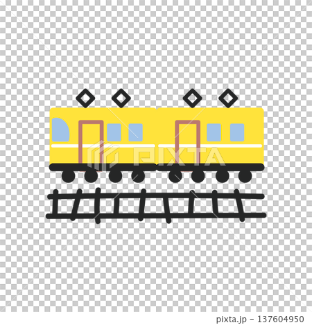 黃色火車插圖 137604950