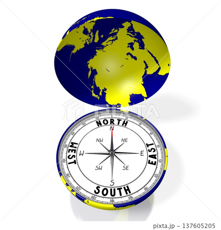 Earth as compass - travel concept - 3D illustration 137605205