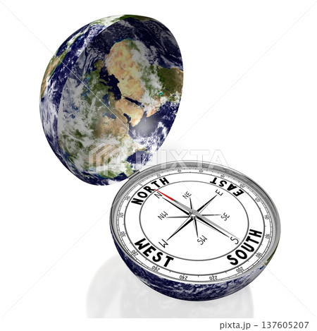 Earth as compass - travel concept - 3D illustration Earth as compass - travel concept - 3D illustration 137605207