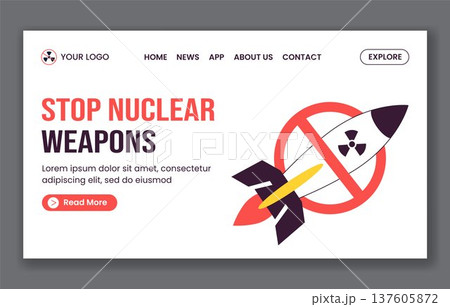 Stand With Peace Stop War Social Media Landing Page Flat Cartoon Hand Drawn Background 137605872