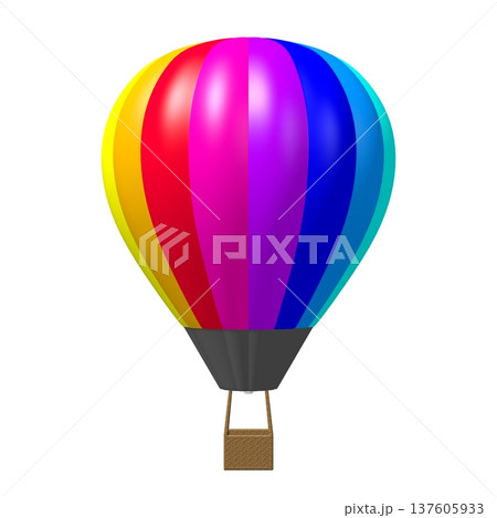 Colorful hot air balloon on white background - 3D illustration 137605933