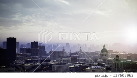 sunlit hazy urban skyline with dome creating quiet dawn mood and soft haze over rooftops, distant towers, and cathedral cupola ideal for city planning, sunlit hazy urban skyline with dome creating quiet dawn mood and soft haze over rooftops, distant towers, and cathedral cupola ideal for city planning, 137605962
