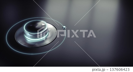 Metal rotary knob with one point - 3D illustration 137606423