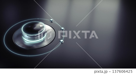 Metal rotary knob with three points - 3D illustration Metal rotary knob with three points - 3D illustration 137606425