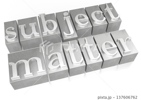 Subject matter - metal letterpress words isolated on white background 137606762