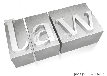 Law - metal letterpress word isolated on white background Law - metal letterpress word isolated on white background 137606763