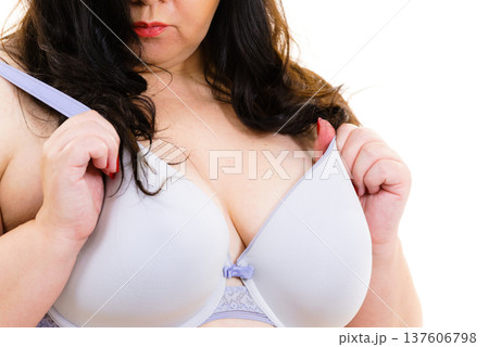 Fat woman big breast wearing bra 137606798
