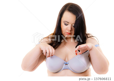 Big woman wearing bra 137606811