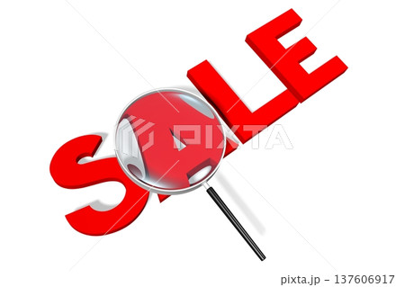 Sale - red word and magnifyting glass Sale - red word and magnifyting glass 137606917
