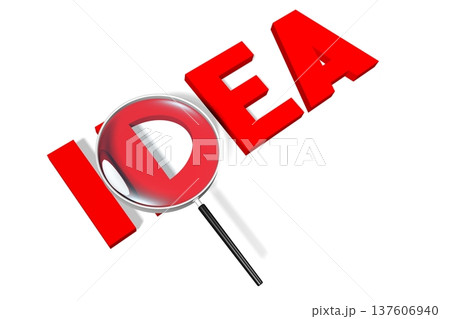 Idea - red word and magnifyting glass 137606940