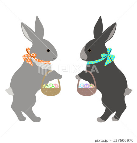 イースター_エッグハント中のウサギ 137606970