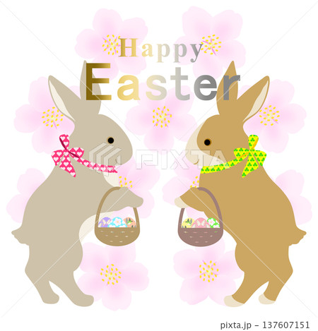 イースター_エッグハント中のウサギ 137607151