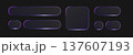 Glass frame button light violet effect shape background liquid transparent. This vector banner features a square 3d UI interface with round morphism elements and a neon holographic design 137607193