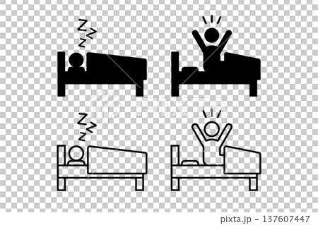 Sleeping and waking people icon set 137607447