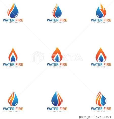 Fire Water Logo Design template Fire water...のイラスト素材 [137607504] - PIXTA