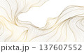 Vector line gold wave pattern, abstract luxury premium japanese background. Ocean, sea light flow, clouds, award backdrop. 137607552