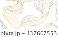 Vector line gold wave pattern, abstract luxury premium japanese background. Ocean, sea light flow, clouds, award backdrop. 137607553
