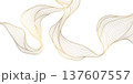 Vector line gold wave pattern, abstract luxury premium japanese background. Ocean, sea light flow, clouds, award backdrop. 137607557