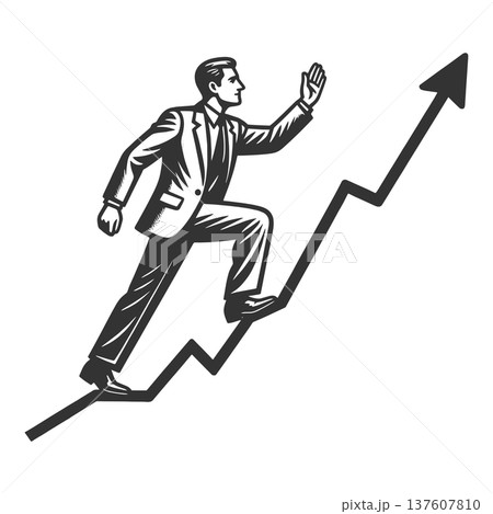 Businessman Climbing Upward Growth Arrow raster Businessman Climbing Upward Growth Arrow raster 137607810