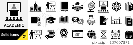 ベクターのアカデミーに関するシルエットアイコンセット 137607871