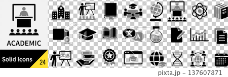 ベクターのアカデミーに関するシルエットアイコンセット 137607871