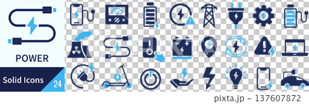 Vector electricity silhouette icon set 137607872