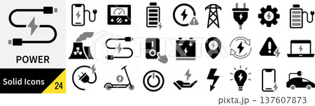 ベクターの電力に関するシルエットアイコンセット 137607873