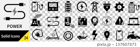 ベクターの電力に関するシルエットアイコンセット 137607873