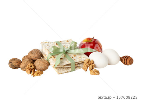 Passover Seder features matzah, apples, and eggs, isolated, PNG Passover Seder features matzah, apples, and eggs, isolated, PNG 137608225