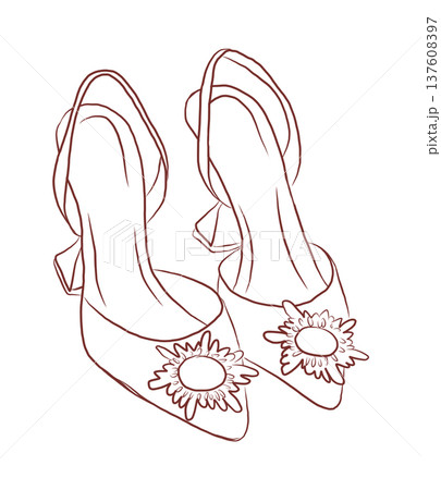 Wedding shoesline art llustration Wedding shoesline art llustration 137608397