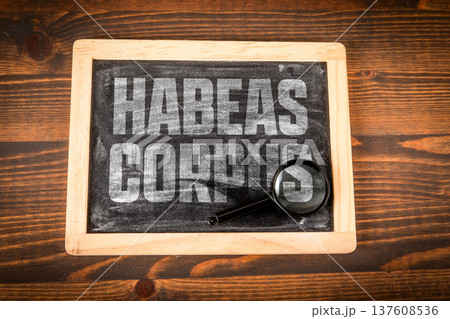 Habeas Corpus Text On Chalkboard With Magnifying Glass Legal Concept 137608536