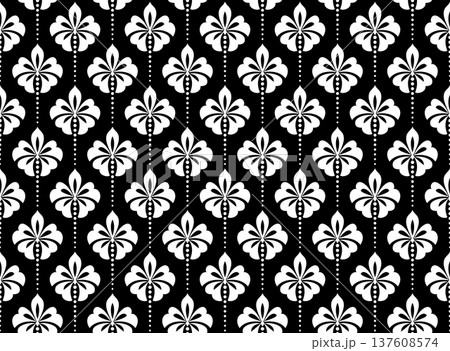 Flower geometric pattern. Seamless vector background. White and black ornament. 137608574