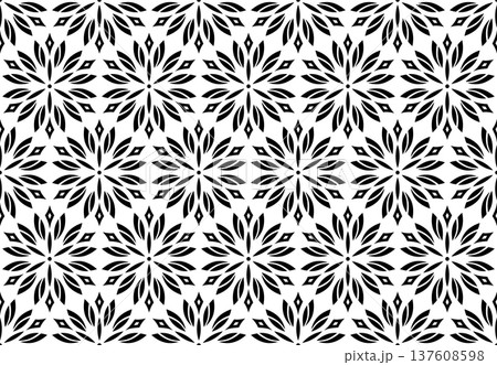 Flower geometric pattern. Seamless vector background. White and black ornament. 137608598