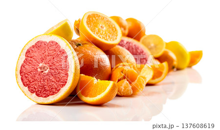 Citrus fruits are isolated on white background. 137608619