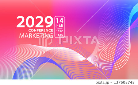 Vibrant pink and orange gradient background for marketing conferences. Professional corporate presentation background for annual meeting opening slides and webinar title banners. 137608748