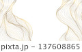 Vector wave line gold pattern, abstract luxury art, japanese texture. Award design banner, elegant swirl ornament, flow card. 137608865