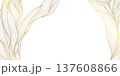 Vector wave line gold pattern, abstract luxury art, japanese texture. Award design banner, elegant swirl ornament, flow card. 137608866