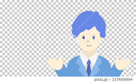 Smiling businessman explaining (front illustration material) Smiling businessman explaining (front illustration material) 137609994