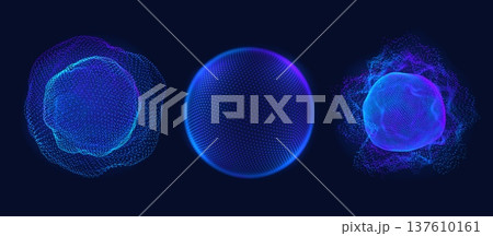 3d abstract sphere orb set from dots. Digital and globe pattern background. Particle hud net for world grid geometric and network vector tech concept. 3d abstract sphere orb set from dots. Digital and globe pattern background. Particle hud net for world grid geometric and network vector tech concept. 137610161